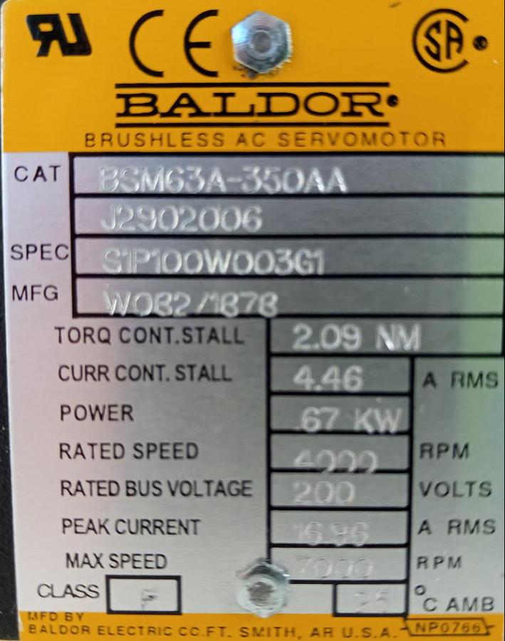 Baldor bürstenloser Servomotor BSM63A-350AA