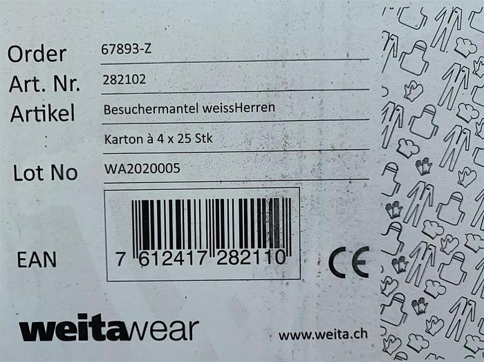 Weitawaer Besuchermantel weiß Herren Karton 4x25 Stück
