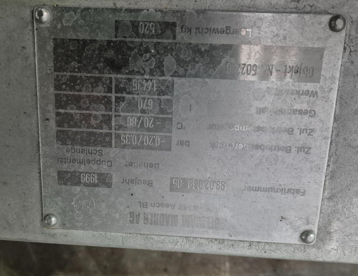 Used Edelstahl-Maurer AG IBC-Behälter mit Halar-Beschichtung 670 ltr.