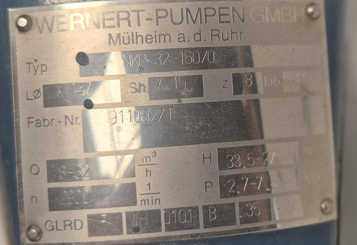 Überholt Wernert Wernert Kreiselpumpe NKP 32-160/0