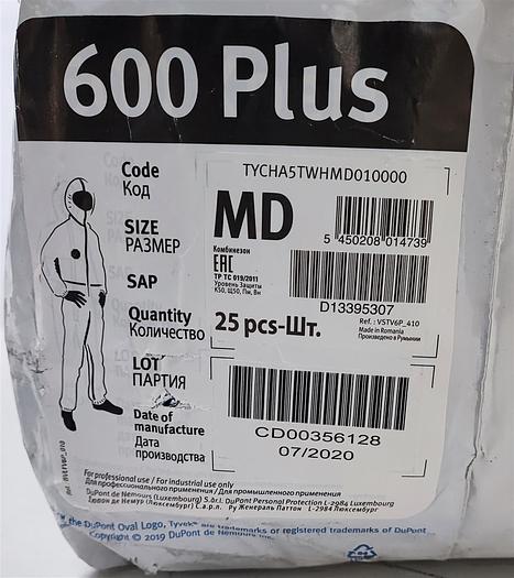 Tyvek® 600 Plus Schutzoverall Modell CHA5 Kategorie III Größe MD
