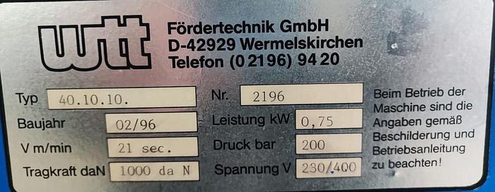 Gebraucht WTT Palettenheber Typ: 40.10.10.