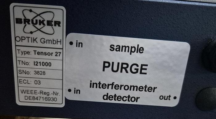 Gebraucht Bruker Tensor 27 Fourier-Transform-Infrarot (FT-IR) Spektrometer