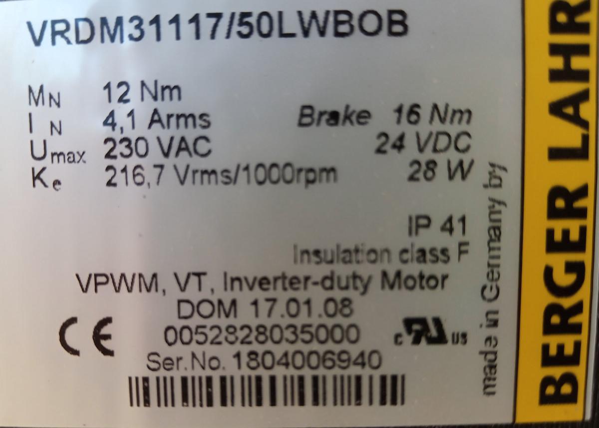 Berger Servo Motor mit ROBA-stop-M VRDM31117/50 LWBOB
