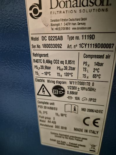 Gebraucht Donaldson Kältetrockner für Druckluftsyste DC 0225AB