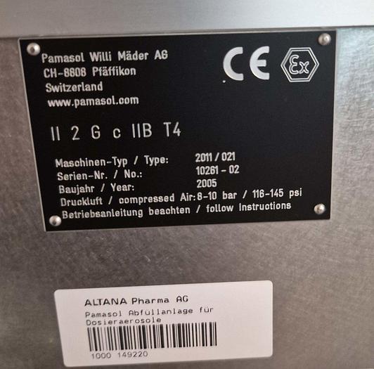 Gebraucht Pamasol Abfüllanlage für Dosieraerosole Typ 2011/021