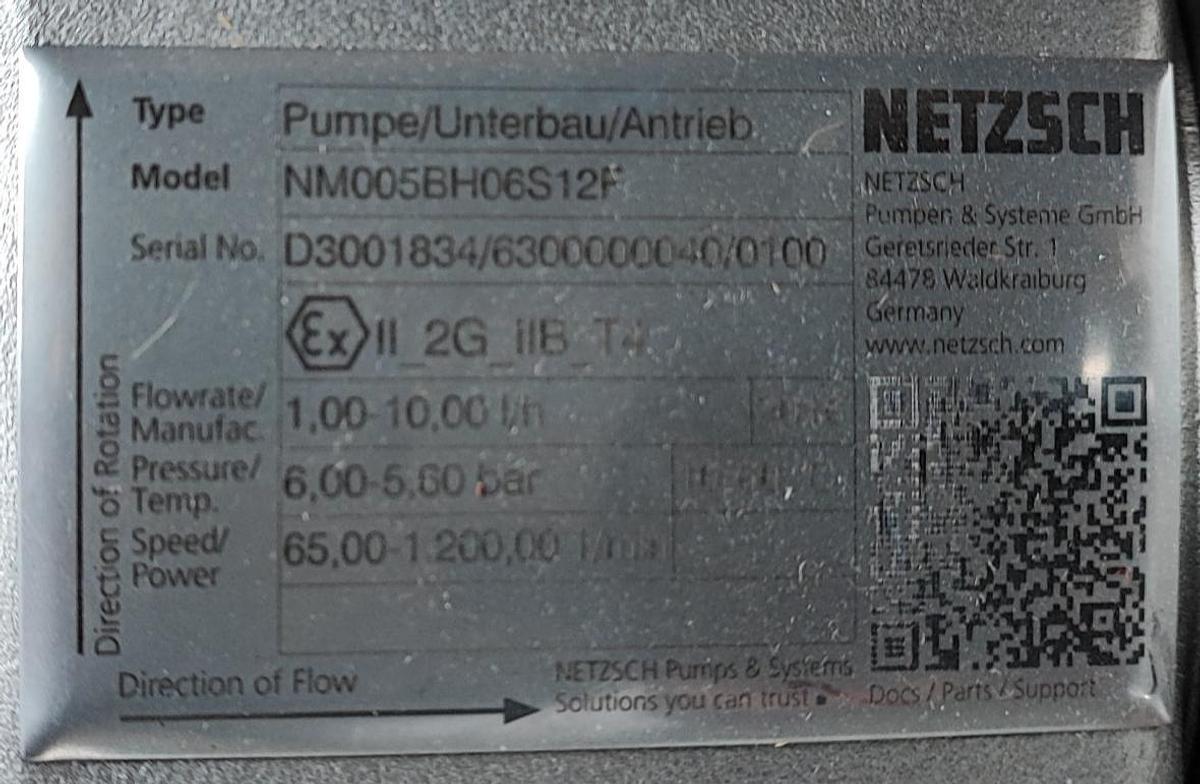 Gebraucht Netzsch Exzenterschneckenpumpe NM005BH06S12F mit Motor
