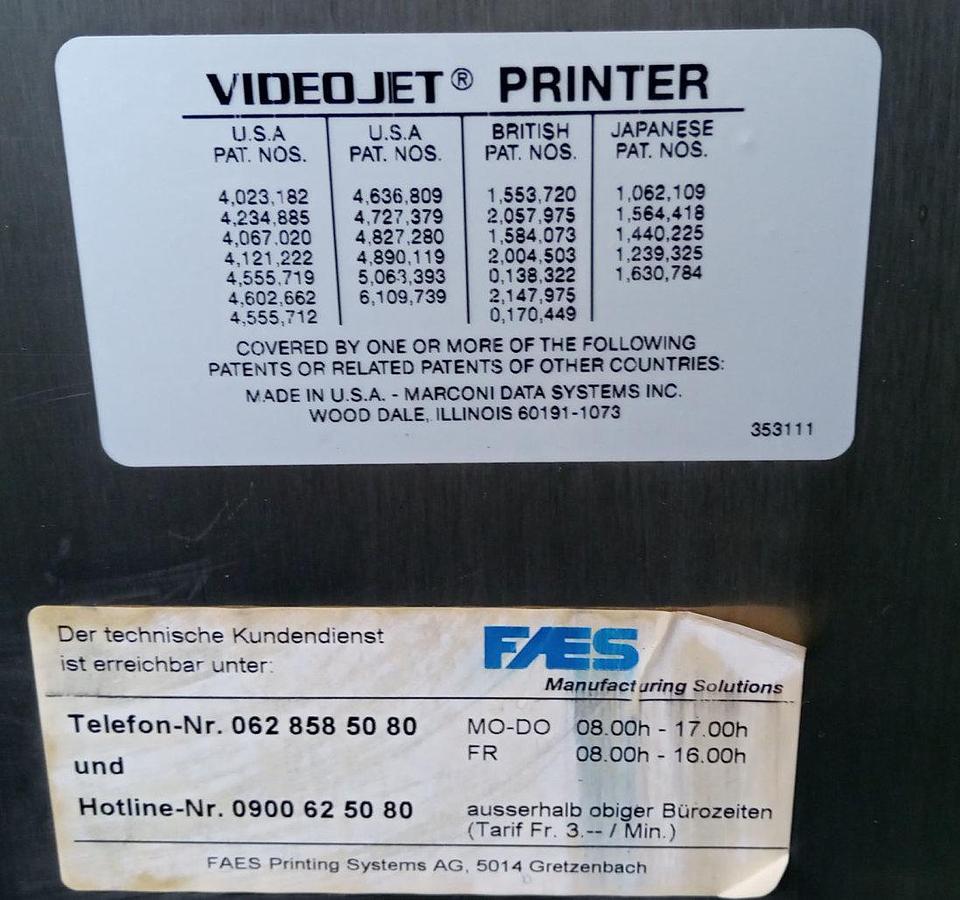 Gebraucht VideoJet Excel Serie 1000 Tinten-Jet-Coder-Drucker mit Fahrgestell
