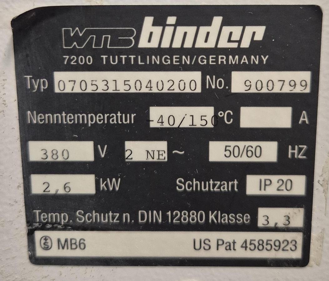 Gebraucht WTB Binder Klimaprüfschrank Typ 0705315040200