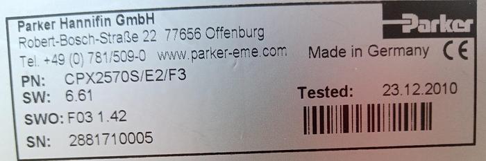 Gebraucht Parker Hannifin Servo Amplifier Compax-S CPX2570S/E2/F3