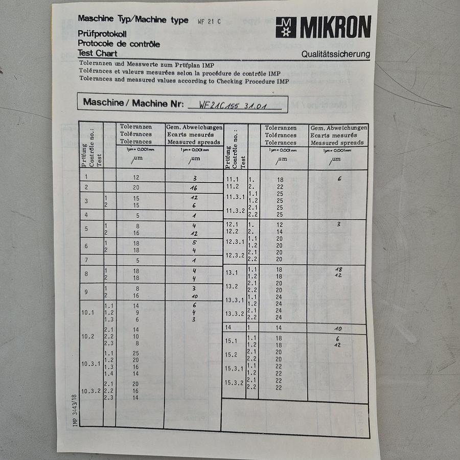 Gebraucht Mikron CNC-Fräsmaschine WF 21C