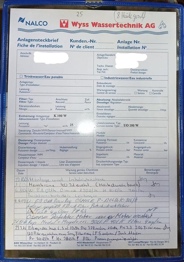 Gebraucht Wyss Wassertechnik Enthärtungsanlage K100W UO100W