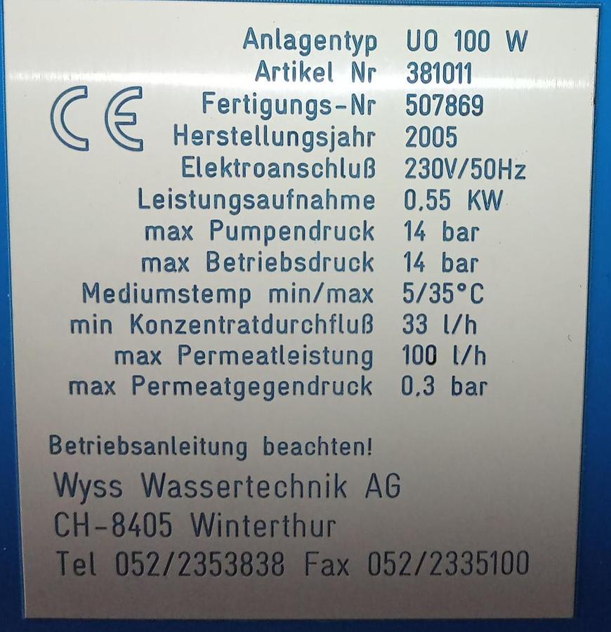 Gebraucht Wyss Wassertechnik Enthärtungsanlage K100W UO100W