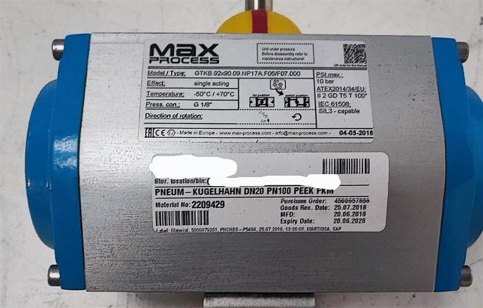 Dickers Hochdruckventil S830.426 mit MAX Process Antrieb GTKB.9/2S0.00