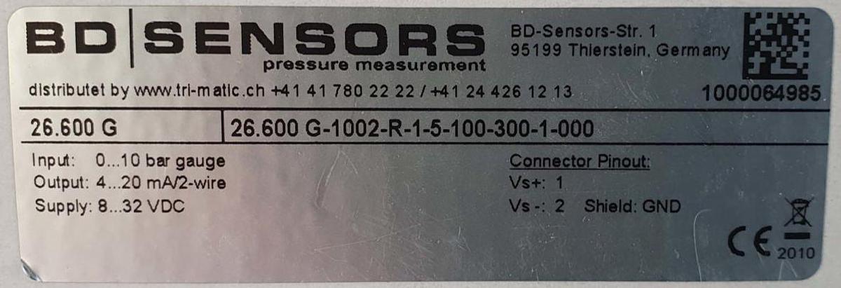 BD Sensors Drucksensor 26.600G