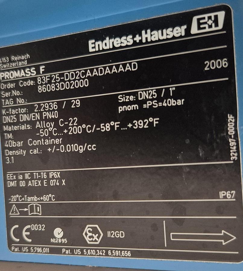 Gebraucht Endress und Hauser Messstation - PROMASS F