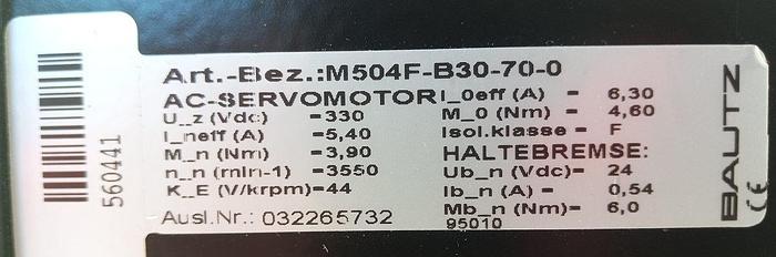 Gebraucht Bautz AC-Servomotor M-504FB30-70-0