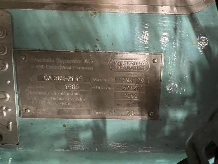 Gebraucht Westfalia Seperator/Dekanter CA365-21-19 plus SA20 Komplettanlage