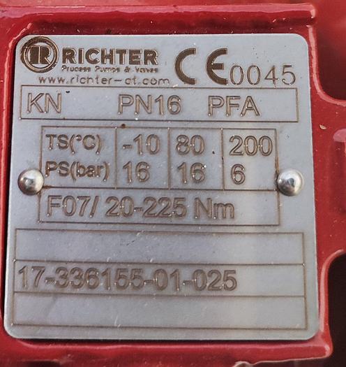 Richter Kugelventil mit Nobro 20BMGD40n10 PFA DN40 PN16