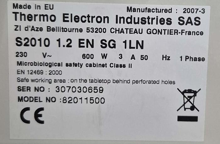 Gebraucht Thermo Electron Industries SAS Laborabzug Workstation S2010 1.2 EN SG 1LN