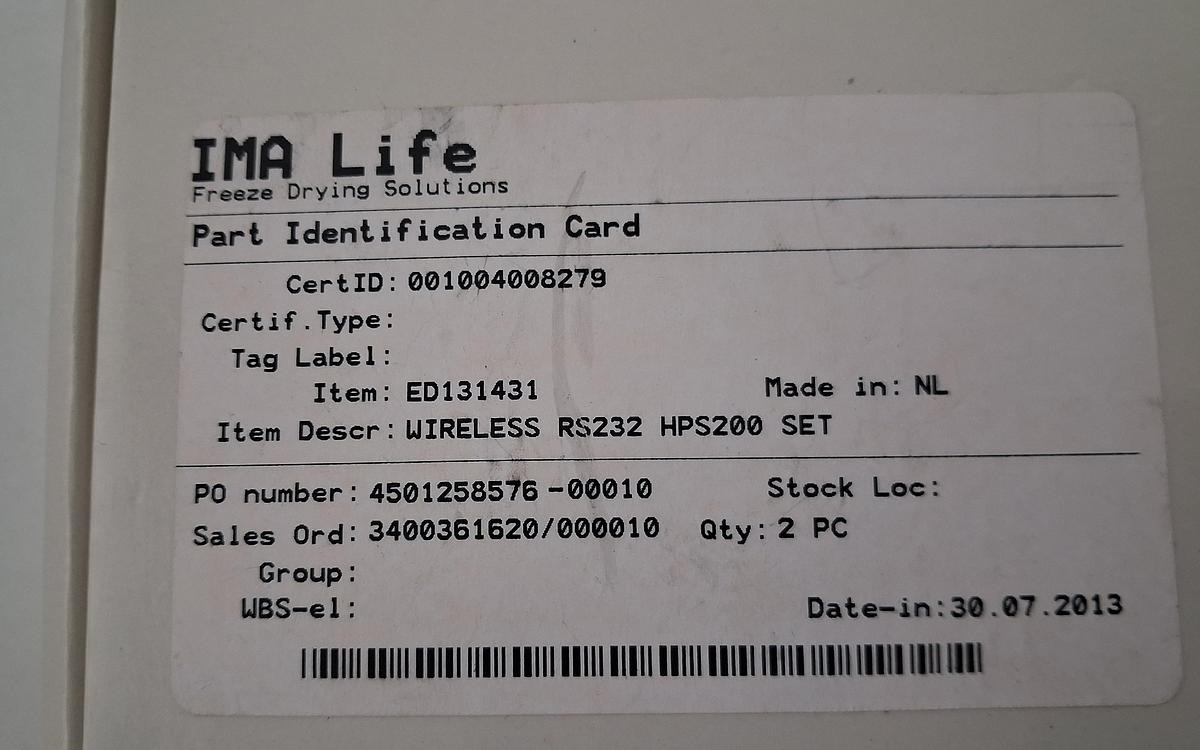 Gebraucht Part Identification Card