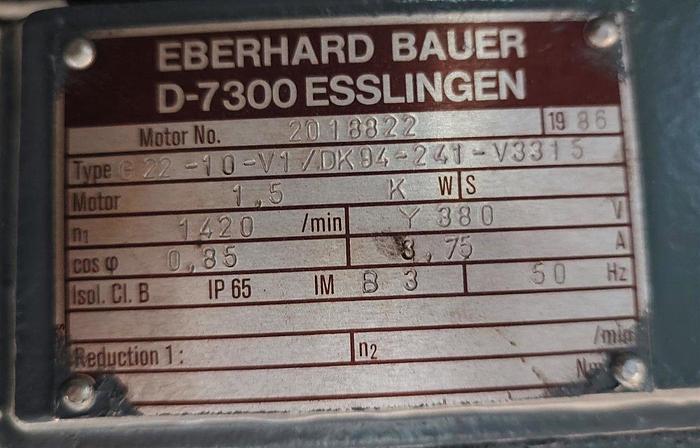 Used Bauer Getriebemotor G22-10-V1/DK94-241-V3315 1,5Kw