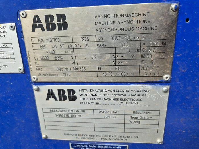 Gebraucht ABB Hochspannungs-Asynchronmotor QWG 400 ga 2 350Kw