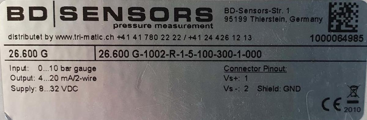 BD Sensors Drucksensor 26.600G