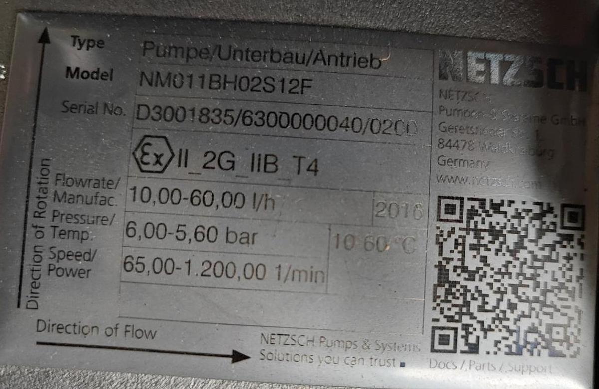 Gebraucht Netzsch Exzenterschneckenpumpe NM011BH02S12F mit Motor