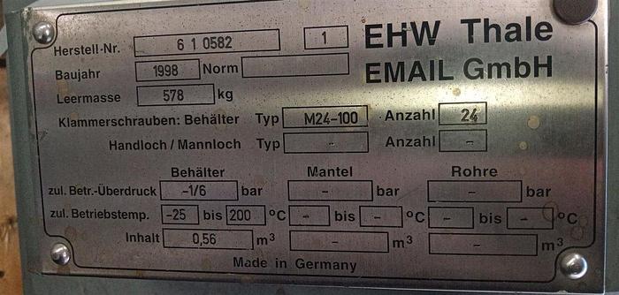Gebraucht Thale Stahl/Emaile Druckbehälter 560 ltr/-1-6 bar
