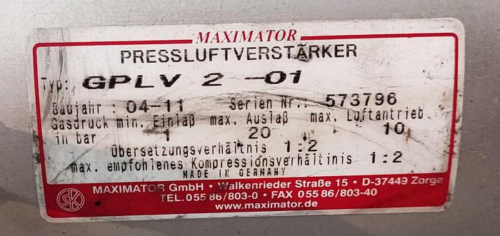 Gebraucht Maximator Pressluftverstärker GPLV2-01