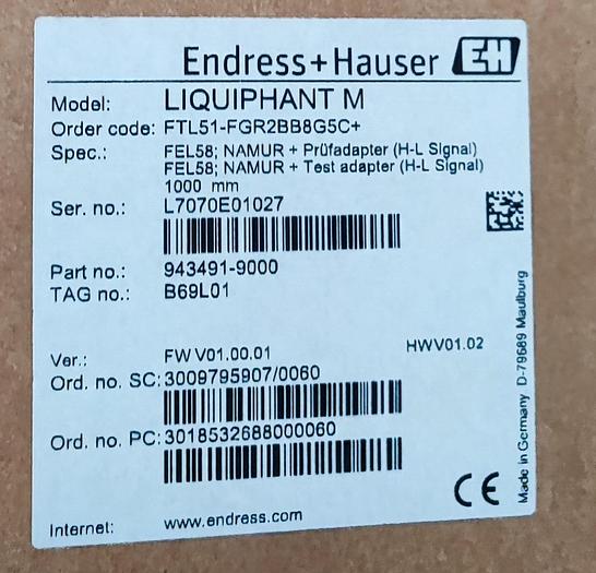 Endress + Hauser Füllstandmessung LIQUIPHANT M FTL51-FGR2BB8G5C+ NEU 1000mm