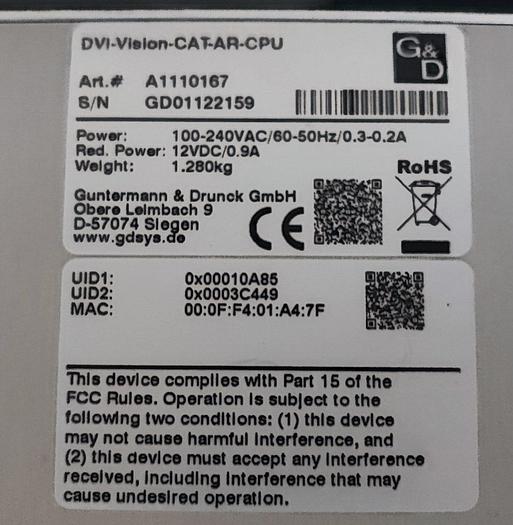 Guntermann & Drunck DVI-Vision-CAT-AR-CPU