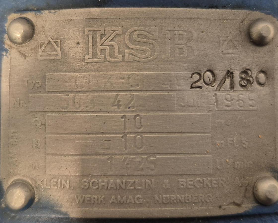 Überholt KSB CPKN 20/180 Kreiselpumpe ohne Gehäuse