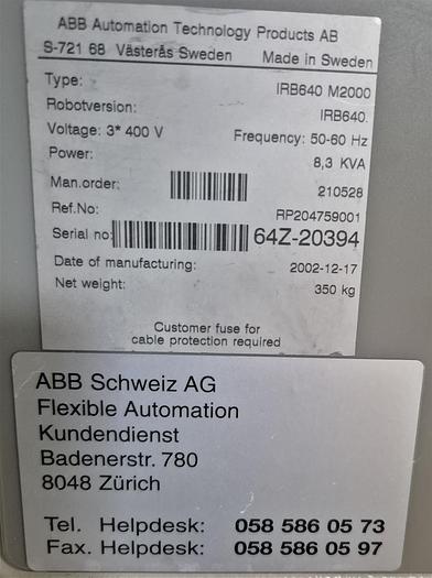 Gebraucht ABB Palettier Roboter IRB 640 M2000
