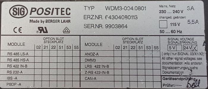 Gebraucht Berger Positec Servoregler Servo Controller 230/240V 3A WDM3-004.0801