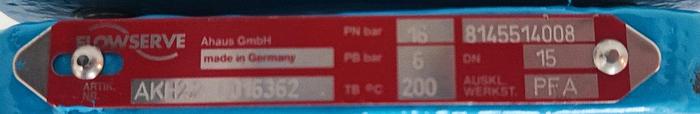 Flowserve Absperrhahn PFA DN15 PN16 Typ AKH2.2 001562