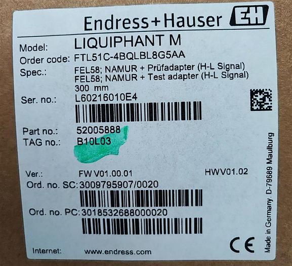 Endress + Hauser Füllstandmessung LIQUIPHANT M FTL51C-4BQLBL8G5AA NEU