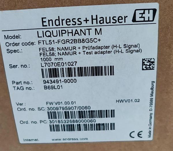 Endress + Hauser Füllstandmessung LIQUIPHANT M FTL51-FGR2BB8G5C+ NEU 1000mm