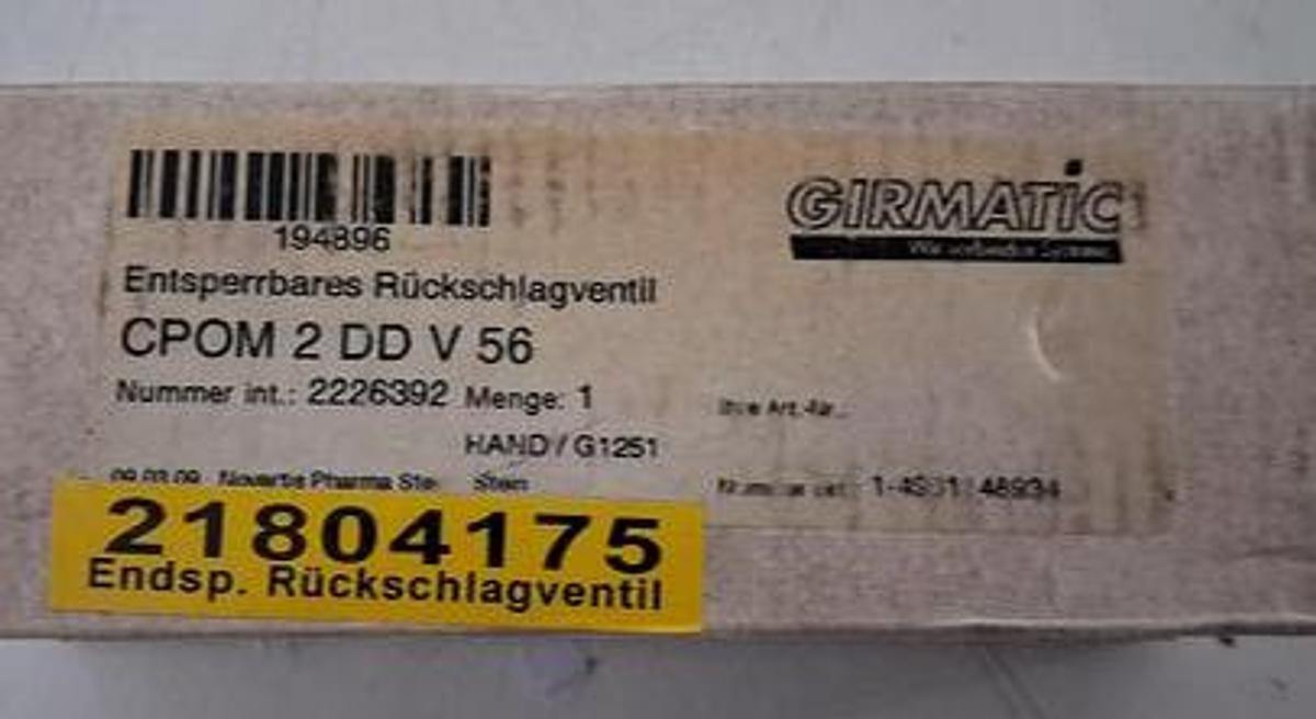 Gebraucht Entsperrbares Rückschlagventill