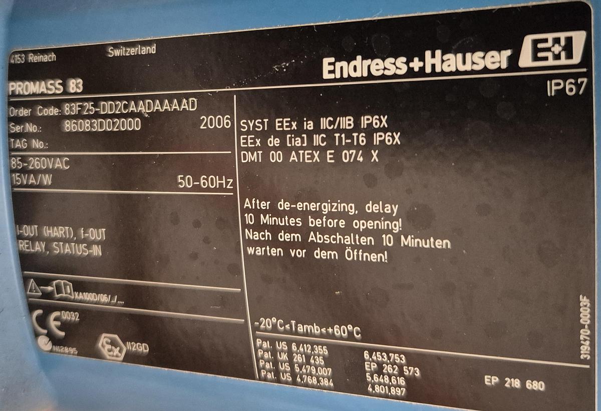 Gebraucht Endress und Hauser Messstation - PROMASS F