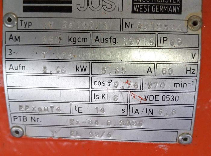 Gebraucht Jöst Elektrischer Vibrationsmotor eV24140/6 3KW400V