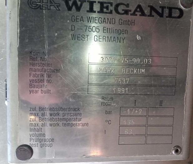Gebraucht Gea Wiegand Edelstahl 63 ltr