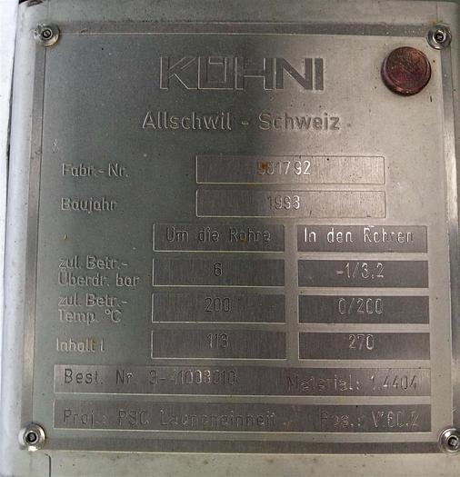 Gebraucht Kühni Wärmetauscher Edelstahl 113/270 ltr.