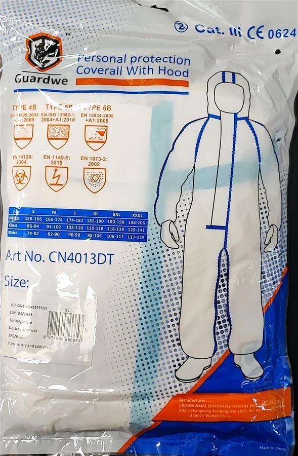 Guardwe Schutzanzug mit Kaputze  Cat. III CE0624 Gr.XL