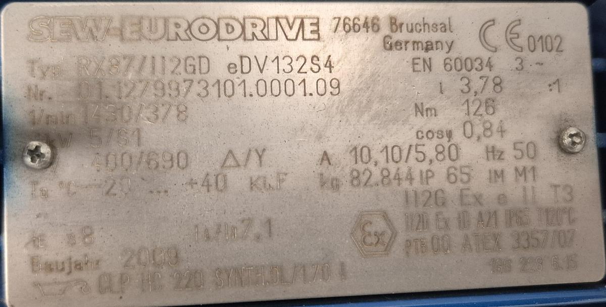 Überholt SEW-Eurodrive Getriebemotor RX87/112GD