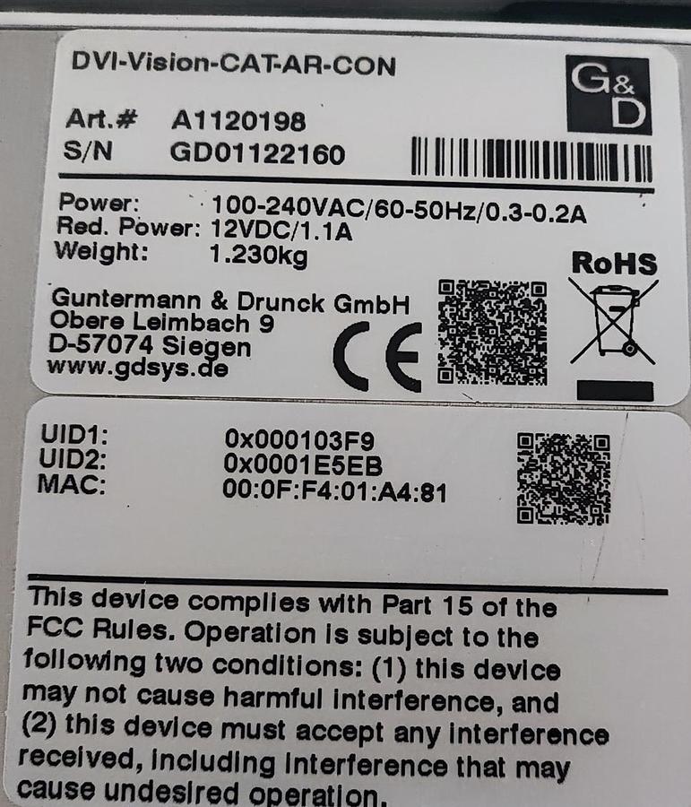 Guntermann & Drunck DVI-Vision-CAT-AR-CPU