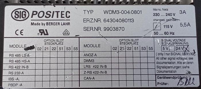 Gebraucht Berger Positec Servoregler Servo Controller 230/240V 3A WDM3-004.0801