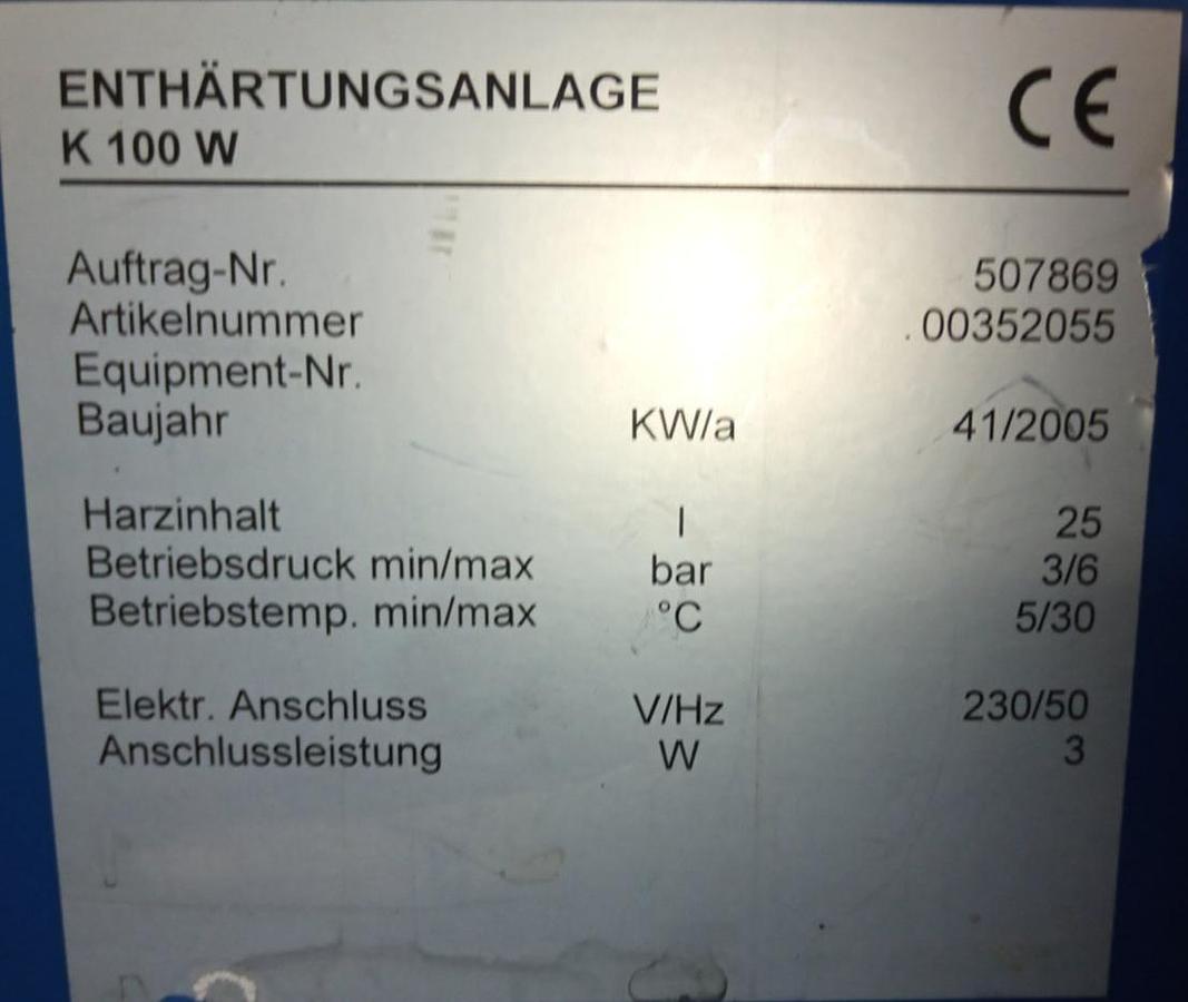 Gebraucht Wyss Wassertechnik Enthärtungsanlage K100W UO100W