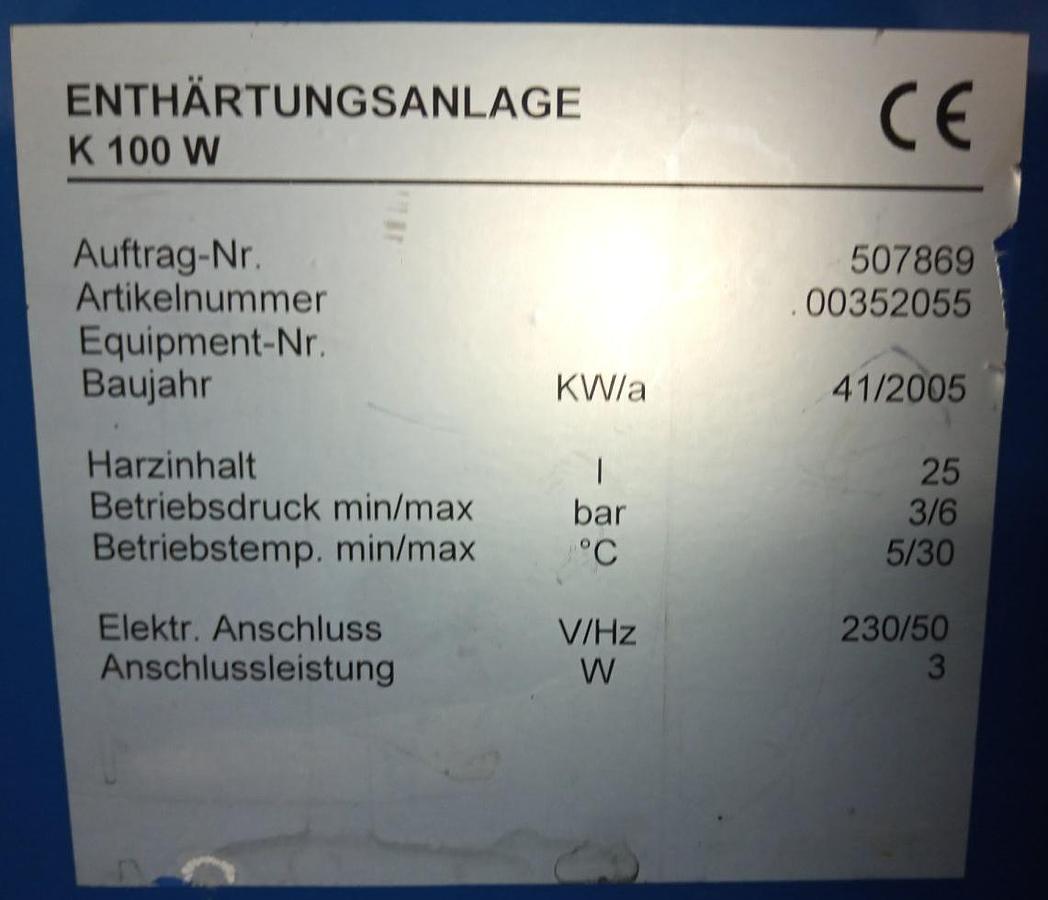 Gebraucht Wyss Wassertechnik Enthärtungsanlage K100W UO100W